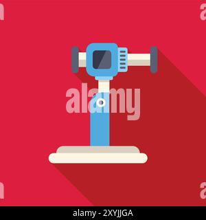 Blue electric spot welding machine joining metal sheets together with long shadow on red background Stock Vector