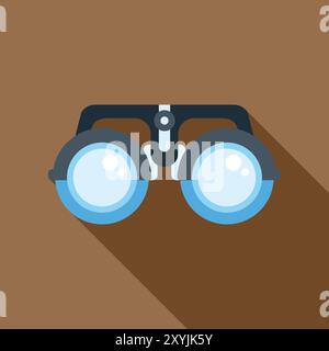 Trial frame with adjustable lenses, a tool used by ophthalmologists and optometrists during eye exams Stock Vector