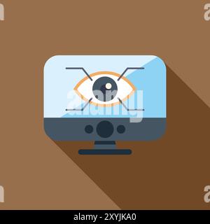 Modern flat icon style vector illustration representing an eye tracking system analyzing eye movement Stock Vector