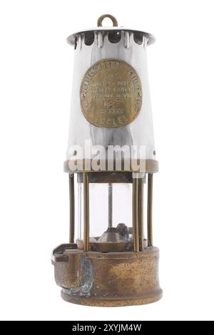 Brass Protector Lamp and Lighting Company Limited  type SL miner's safety lamp on white background Stock Photo