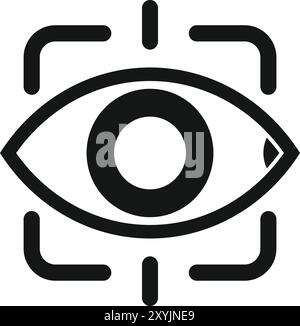Eye tracking system is scanning human eye with digital lines, collecting biometric data for identification Stock Vector