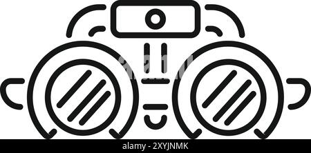 Optometrist tool icon showing trial frame being used during eye test for glasses prescription Stock Vector