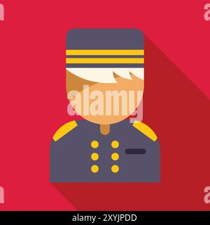 Faceless bellhop character wearing uniform standing at attention Stock Vector