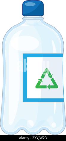 Empty plastic bottle is displaying a recycling sign, emphasizing the importance of environmental responsibility and sustainable waste management Stock Vector