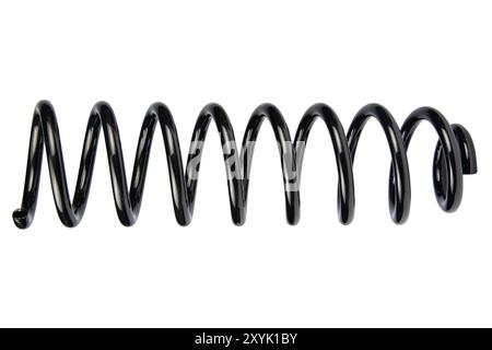 Metal dark car spring isolated on white background Stock Photo