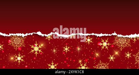 Christmas banner with decorative torn paper and snowflakes design Stock Vector