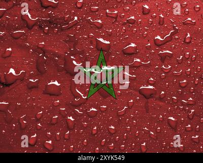 Flag of Morocco with rain drops Stock Photo