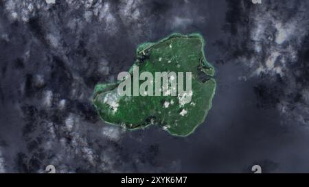 Kosrae Island in the North Pacific Ocean on a satellite image taken in August 18, 2020 Stock Photo