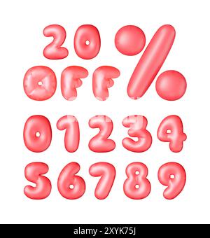 3d sale off percent symbol in red helium balloons Stock Vector