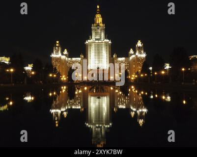 Lomonosov Moscow State University Main building of Lomonosov University Stock Photo