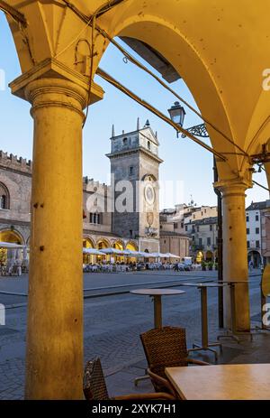 Torre Dell'Orologio, Piazza delle Erbe, Mantua, Mantova, Italy, Europe Stock Photo