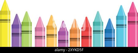 Office stationery crayon icons set in flat style. Pencil vector illustration on isolated background. Felt pen, marker sign business concept. Stock Vector