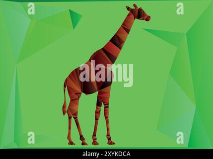 Poly Giraffe geometrical shapes triangular vector illustration with abstract art background Stock Vector