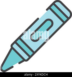 Office stationery crayon icon in flat style. Pencil vector illustration on isolated background. Felt pen, marker sign business concept. Stock Vector