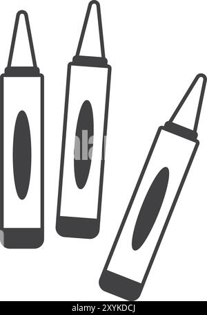 Office stationery crayon icon in flat style. Pencil vector illustration on isolated background. Felt pen, marker sign business concept. Stock Vector