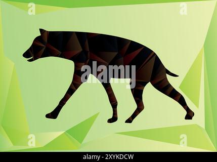 wild Hyena poly art vector illustration abstract green geometrical background art Stock Vector