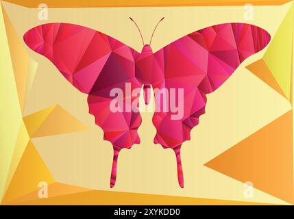 low poly butterfly geometric shapes triangular orange abstract background vector illustration Stock Vector