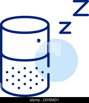 Smart speaker with virtual assistant and sleep zz symbols. Night mode. Pixel perfect, editable stroke icon Stock Vector