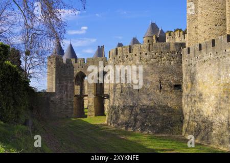 Cite von Carcassonne, Castle of Carcassonne in southern France Stock Photo