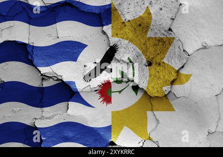 Flag of Treinta y Tres Department painted on cracked wall Stock Photo