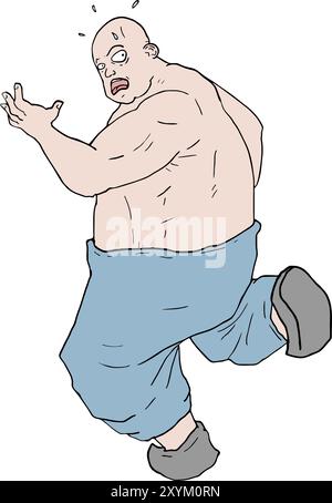 surprised fat man draw Stock Vector