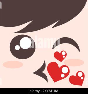 kissing face illustration Stock Vector