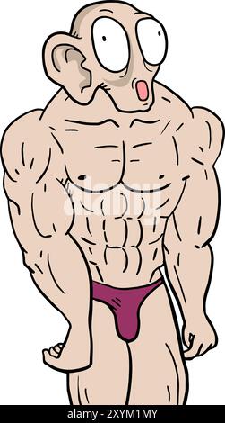 ugly gym man Stock Vector