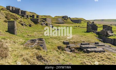 Quarry ruins at Titterstone Clee near Cleeton, Shropshire, England, UK Stock Photo