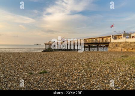 Herne Bay, Kent, England, UK, September 20, 2017: View at the North Sea coast and the pier Stock Photo