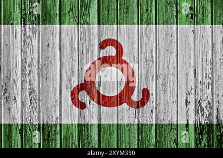 Flag of Ingushetia painted on wooden frame Stock Photo