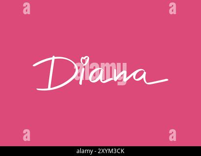 Female name Diana. Girl’s name Handwritten lettering calligraphy ...