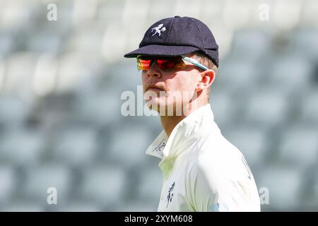 Birmingham, UK. 30th Aug, 2024. #42, Jaydn Denly of Kent taken during the Vitality County Championship Division One match between Warwickshire CCC and Kent CCC at Edgbaston Cricket Ground, Birmingham, England on 30 August 2024. Photo by Stuart Leggett. Editorial use only, license required for commercial use. No use in betting, games or a single club/league/player publications. Credit: UK Sports Pics Ltd/Alamy Live News Stock Photo