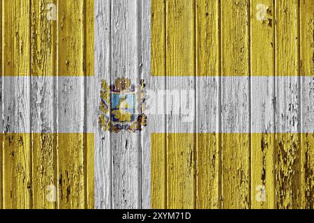 Flag of Stavropol Krai painted on wooden frame Stock Photo