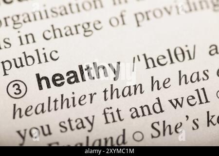 Healthy, word in dictionary. macro shot. selective focus Stock Photo