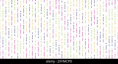 Morse code with vertical dashed lines as seamless pattern on white bg. Abstract background with specific signs. Geometric vector texture Stock Vector