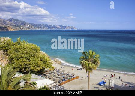 Nerja, resort town on Costa del Sol in Andalucia, Spain, Calahonda beach at Mediterranean Sea, Europe Stock Photo