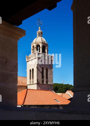 St Marks Cathedral from the Marco Polo Centre Korcula Town Korcula Dalmatia Croatia Stock Photo