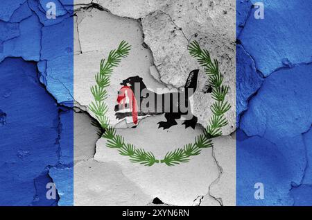 Flag of Irkutsk Oblast painted on cracked wall Stock Photo