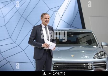 CEO of Porsche, PORSCHE press conference, 65th IAA International Motor Show in Frankfurt/Main on Tuesday, September 12th, 2017 Stock Photo