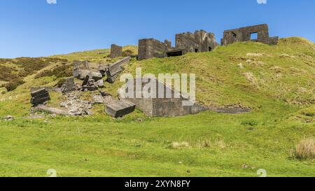 Quarry ruins at Titterstone Clee near Cleeton, Shropshire, England, UK Stock Photo