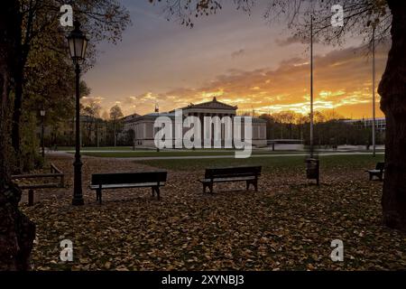 State Collection of Classical Antiquities at Koenigsplatz Munich, evening atmosphere Stock Photo