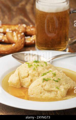 Bavarian semolina dumpling soup Stock Photo