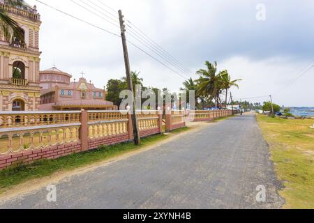 St. Thomas Church situated on the coast along a coastal road in Point Pedro, Jaffna, Sri Lanka, Asia Stock Photo