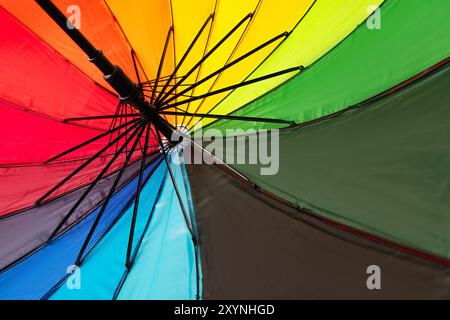 Multicolored umbrella isolated on a white background Stock Photo