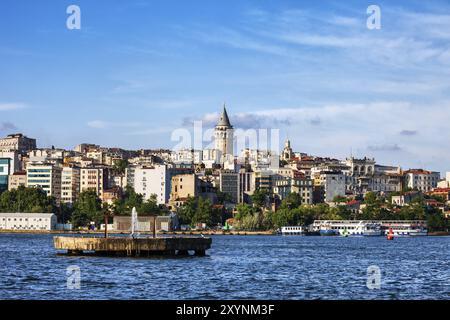 Istanbul city skyline, view from the Golden Horn, Beyoglu district, Turkey, Asia Stock Photo