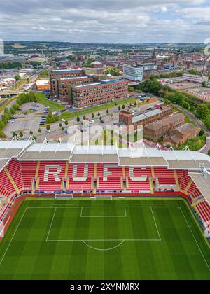 Rotherham United Football Club, Aesseal New York Stadium. Aerial Image.16th August 2024. Stock Photo