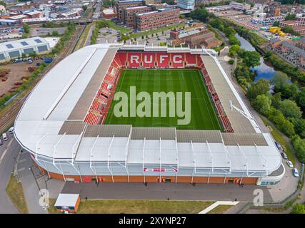 Rotherham United Football Club, Aesseal New York Stadium. Aerial Image.16th August 2024. Stock Photo