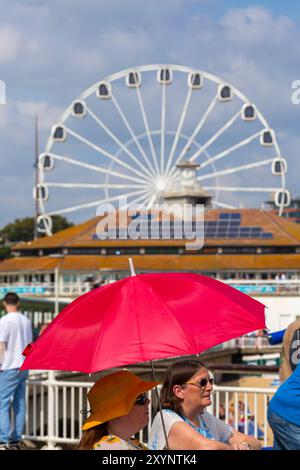 Bournemouth, Dorset, UK. 30th August 2024. UK weather: warm and sunny as crowds flock to Bournemouth beach to watch the Bournemouth Air Festival. Credit: Carolyn Jenkins/Alamy Live News Stock Photo