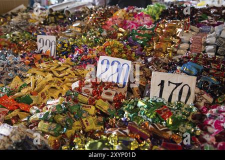 Photo of wrapped candy at Osh Bazar in Bishkek, Kyrgyzstan#39, s capital Stock Photo