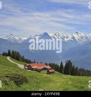 Mountains Eiger, Monch and Jungfrau, view from Mount Niederhorn. Bernese Oberland, Switzerland, Europe Stock Photo